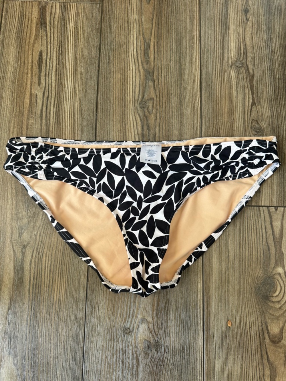 Lands' End Black and white Leaf-Print Swim Bottoms